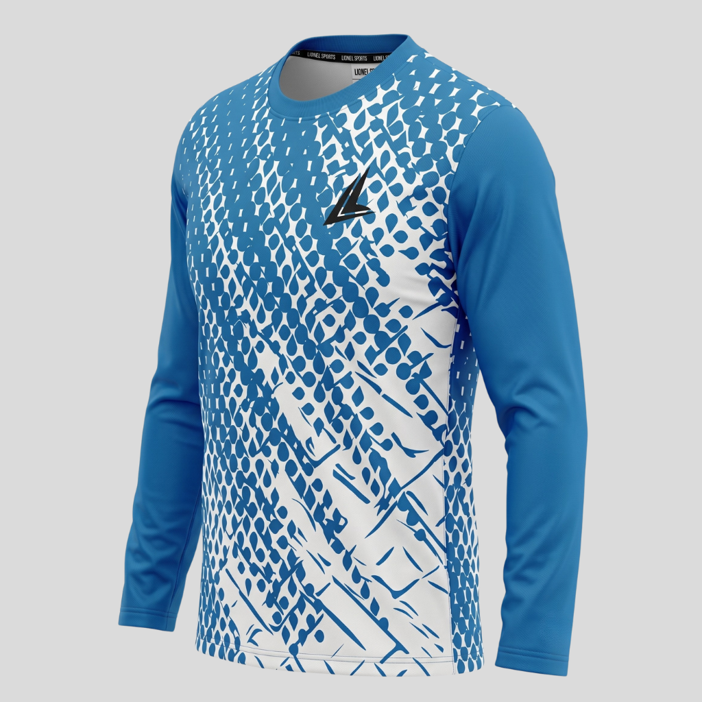 Blue & White Abstract Long Sleeve Training Shirt - Image 2