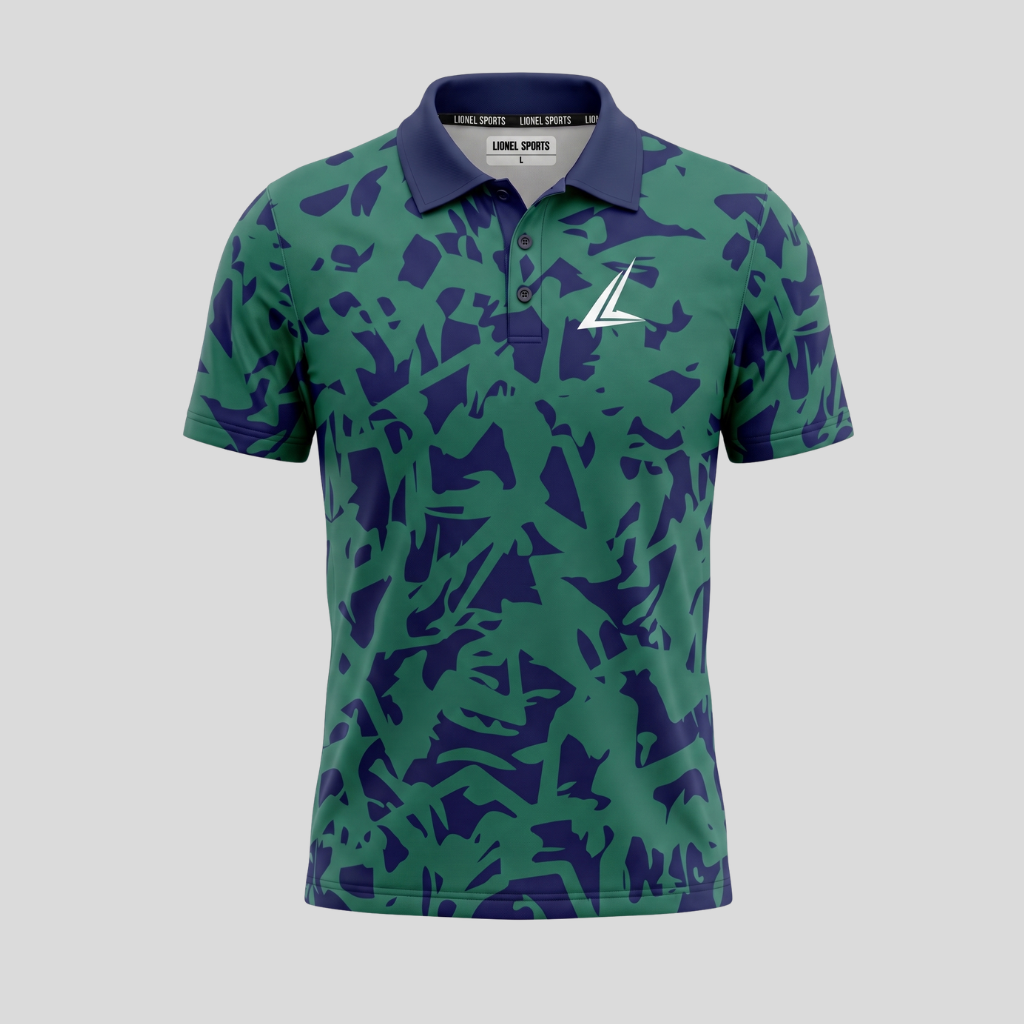 Green & Navy Camo Performance Polo Shirt