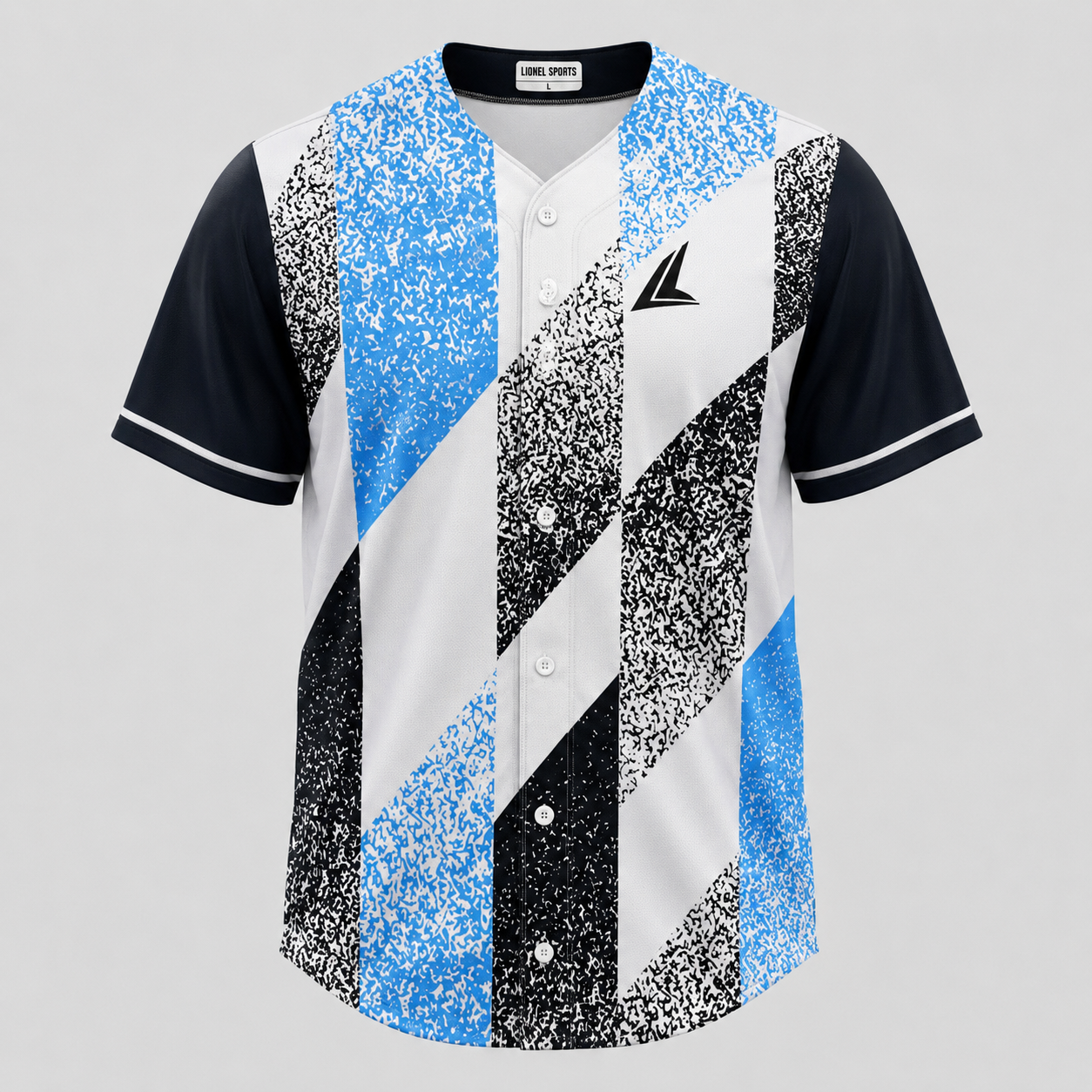 Blue, Black & White Abstract Baseball Team Jersey