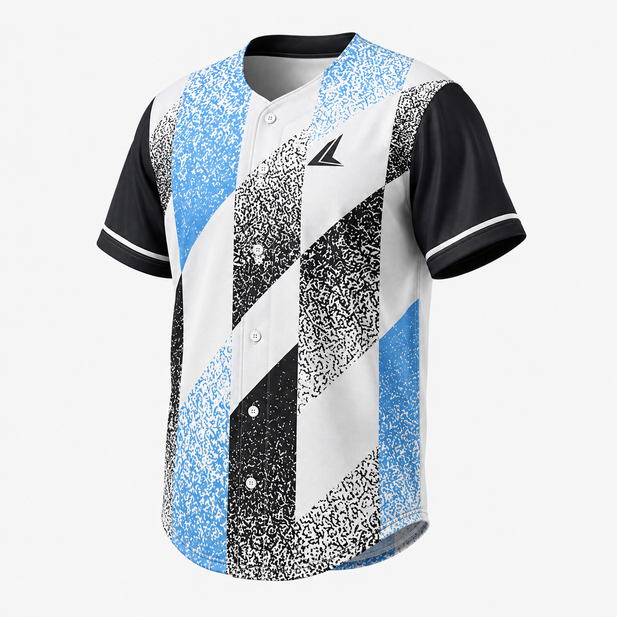 Blue, Black & White Abstract Baseball Team Jersey - Image 2