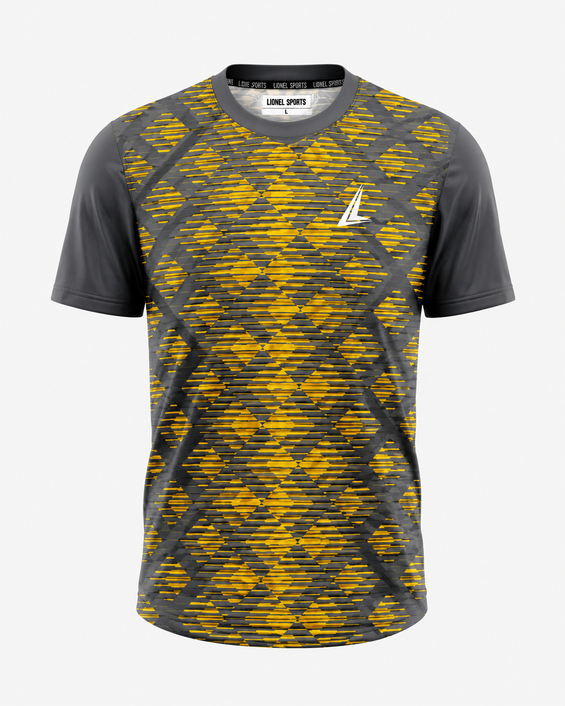 Yellow & Charcoal Geometric Performance Training Shirt