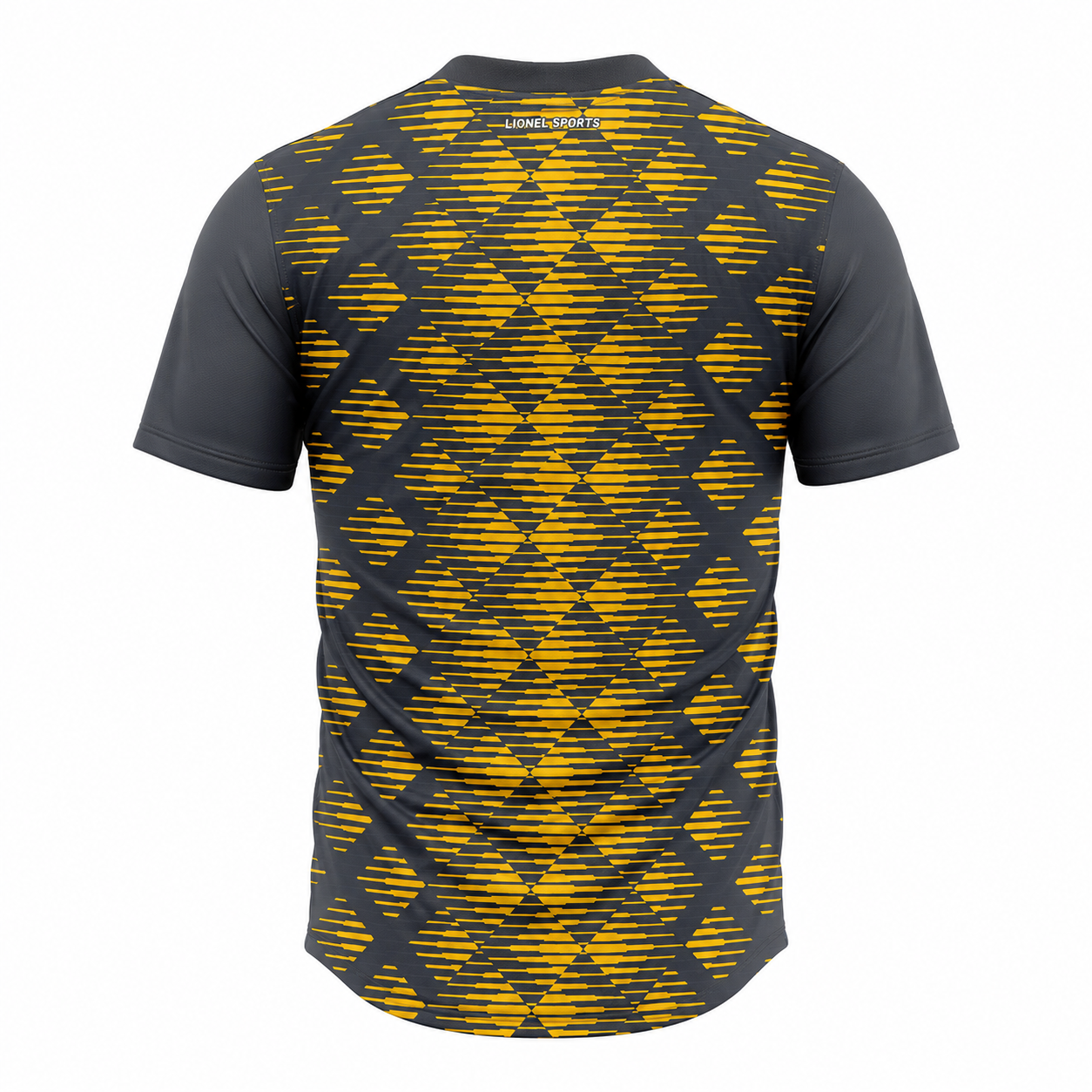 Yellow & Charcoal Geometric Performance Training Shirt - Image 3