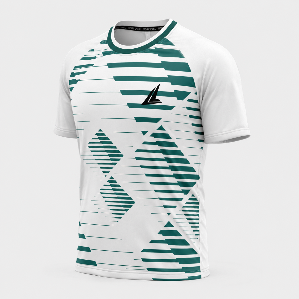 White & Green Geometric Performance Training Shirt - Image 2