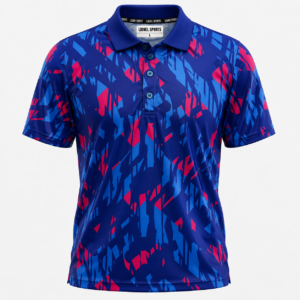 Royal Blue Abstract Performance Polo Shirt