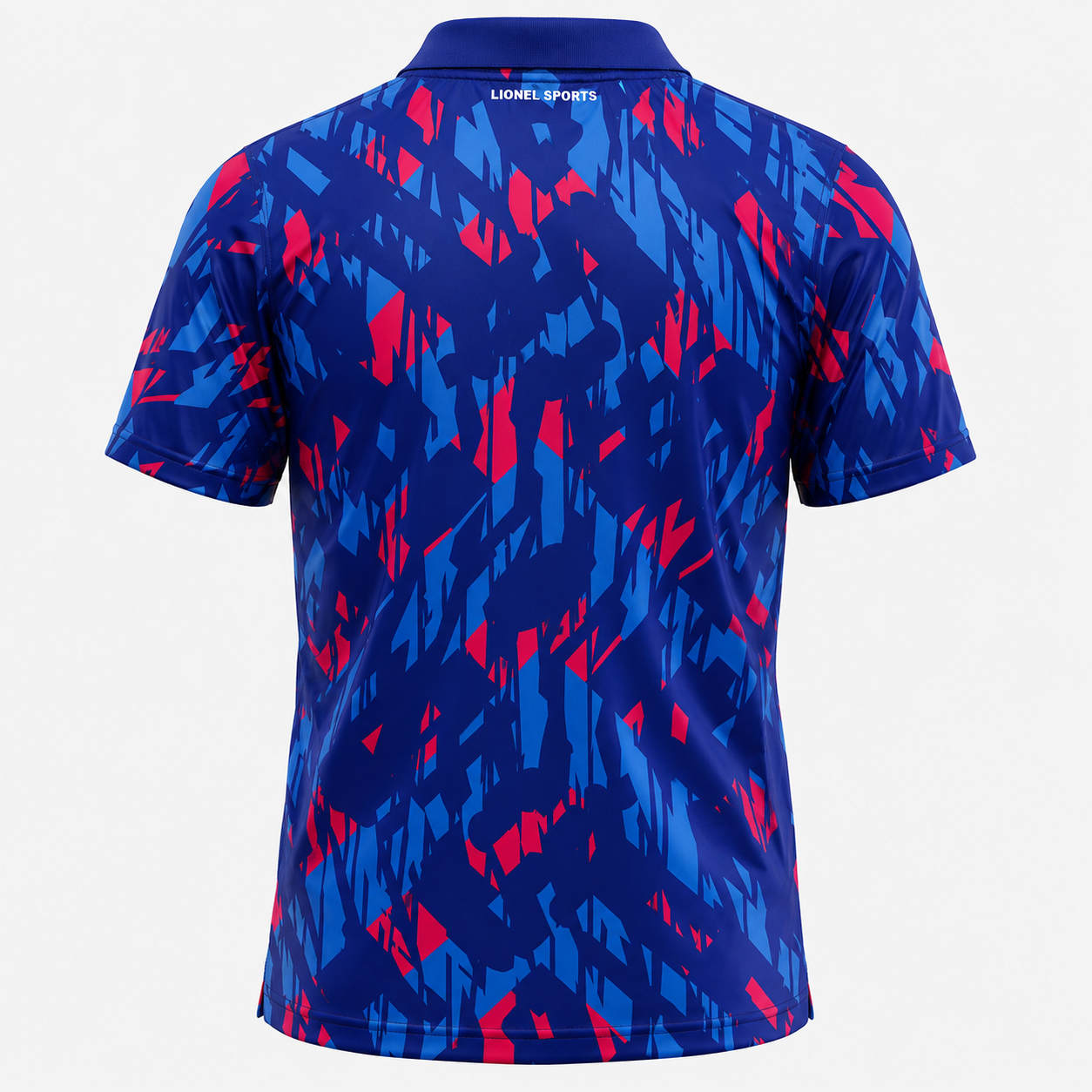 Royal Blue Abstract Performance Polo Shirt - Image 2