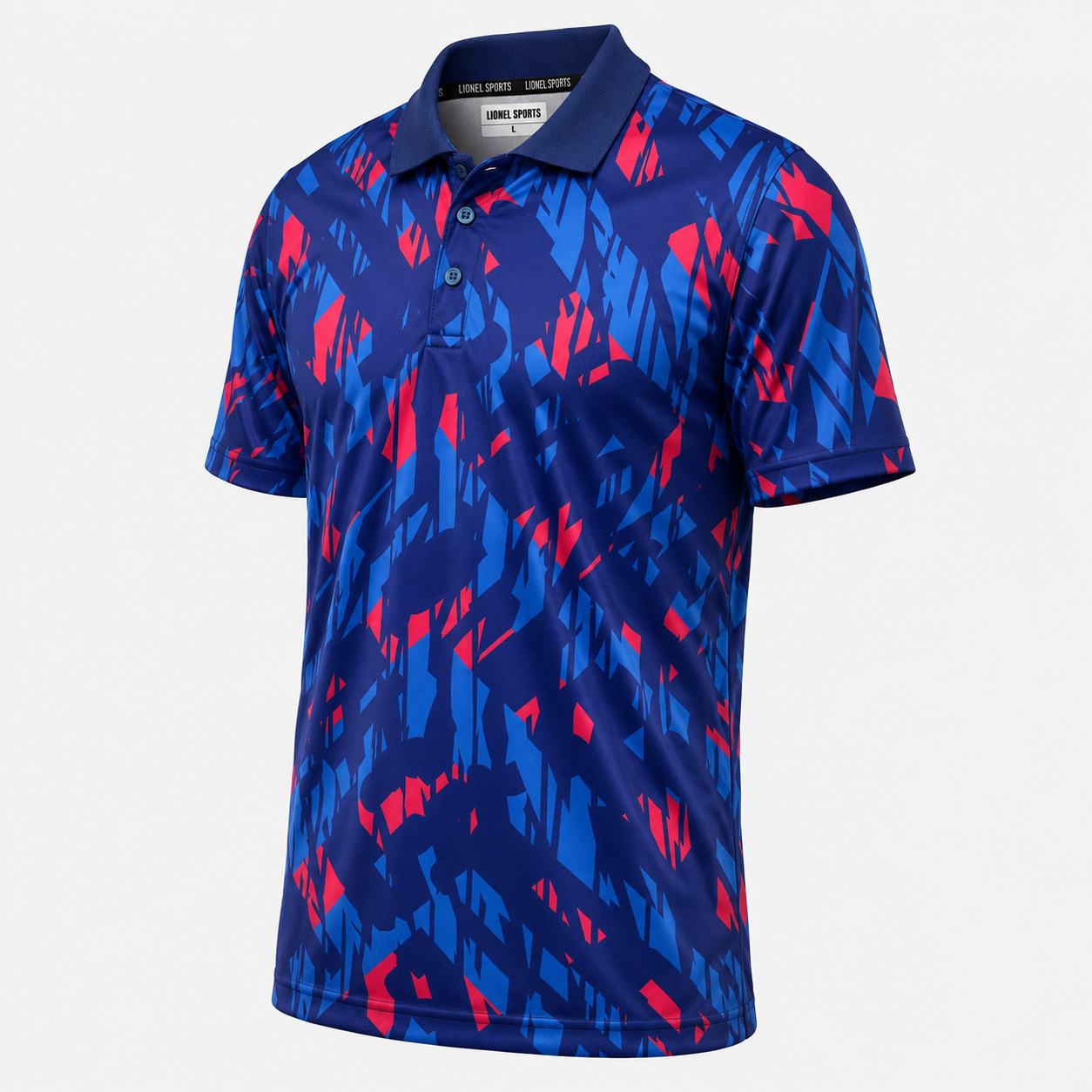 Royal Blue Abstract Performance Polo Shirt - Image 3
