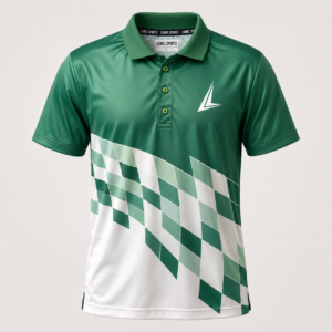 Green & White Geometric Performance Polo Shirt