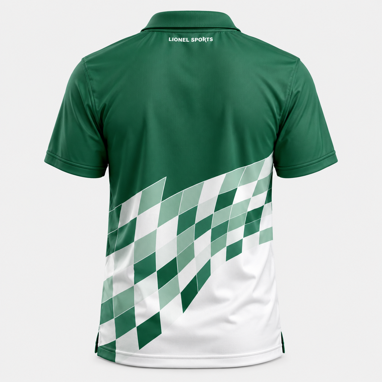 Green & White Geometric Performance Polo Shirt - Image 3