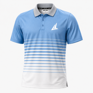 Sky Blue & White Gradient Performance Polo Shirt