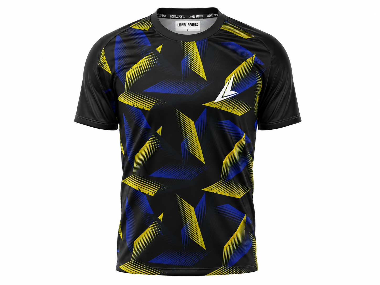 Black, Yellow & Blue Geometric Performance Training Shirt