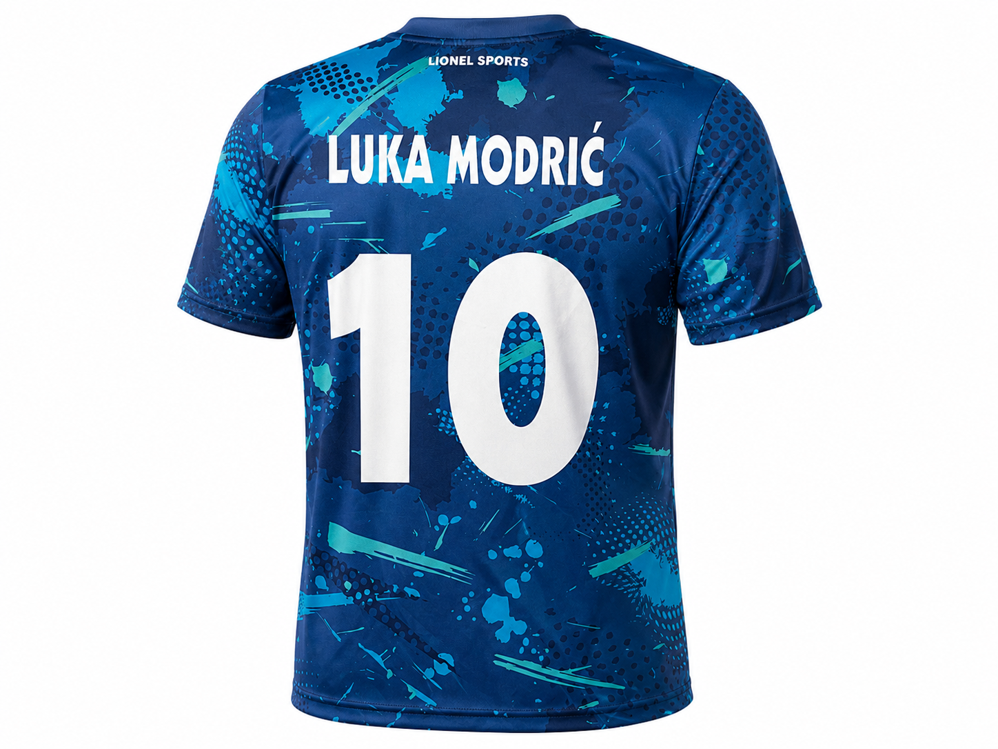 Navy Blue & Aqua Abstract Performance Training Shirt - Image 3