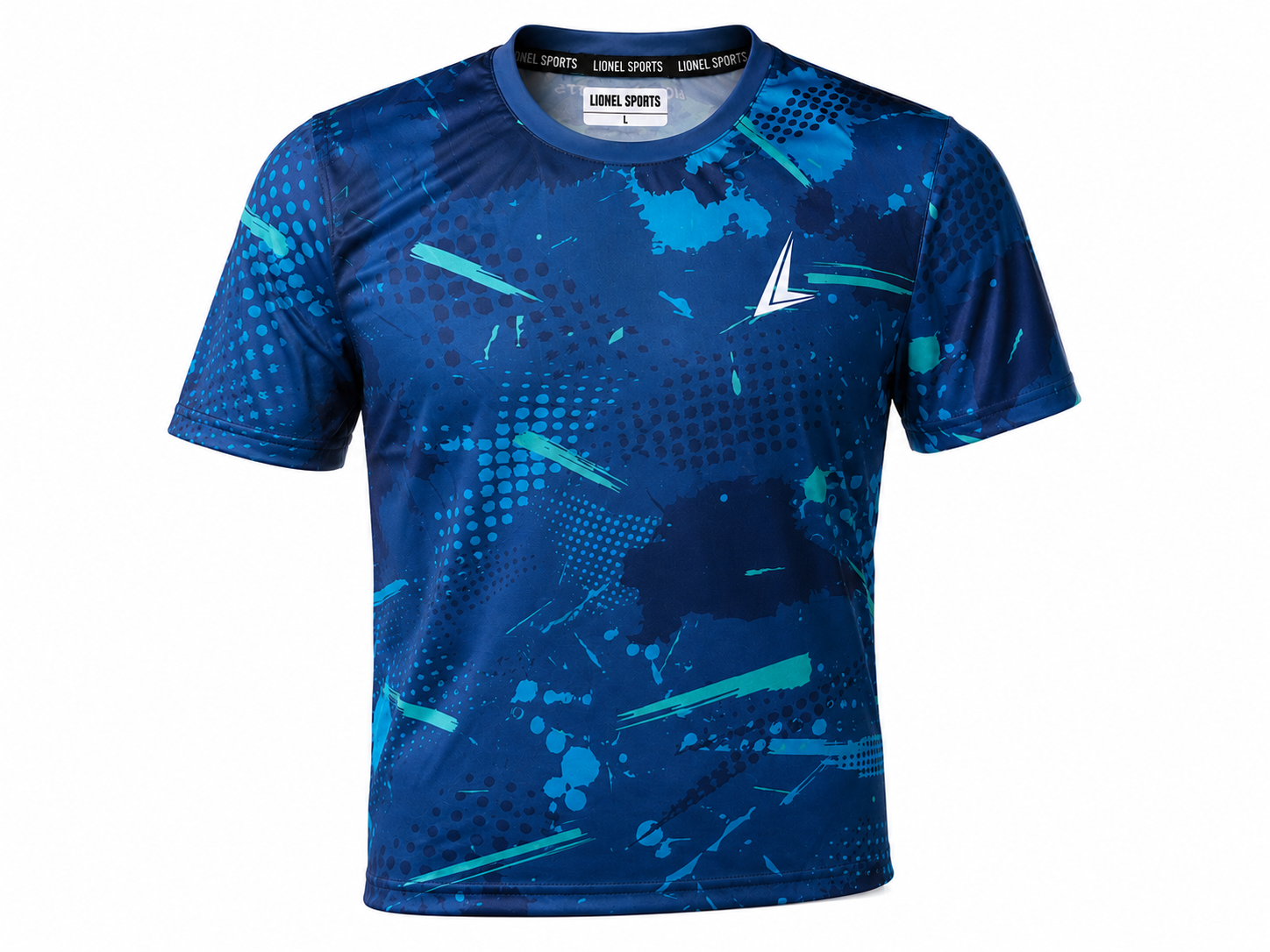 Navy Blue & Aqua Abstract Performance Training Shirt