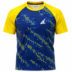 Blue & Yellow Dotted Performance Training Shirt