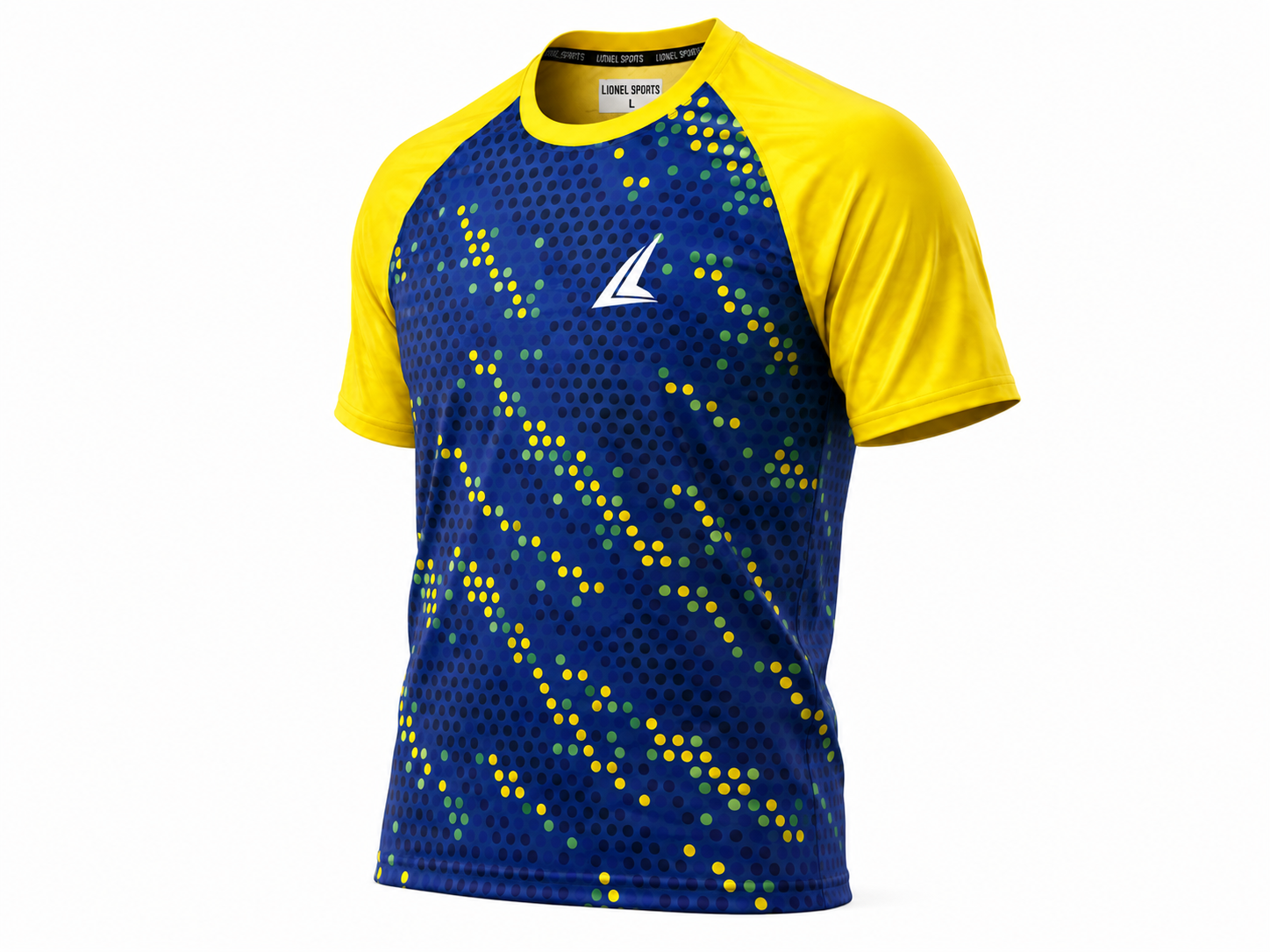 Blue & Yellow Dotted Performance Training Shirt - Image 2