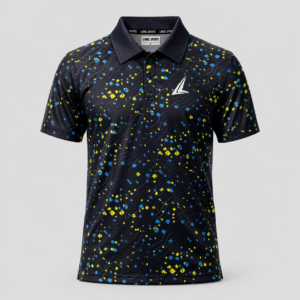 Navy Blue Abstract Performance Polo Shirt