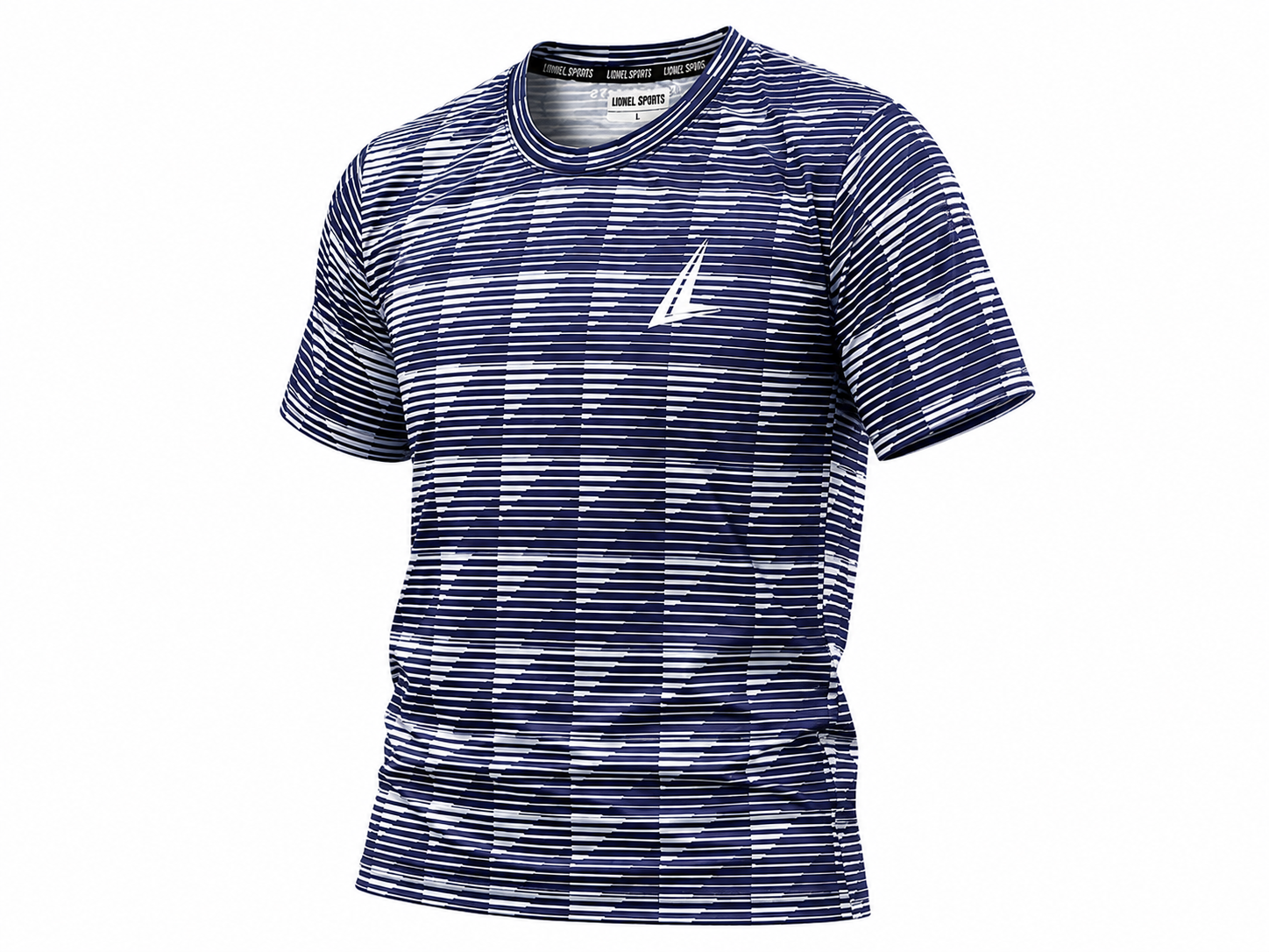 Navy & White Broken Stripe Performance Training Shirt - Image 3