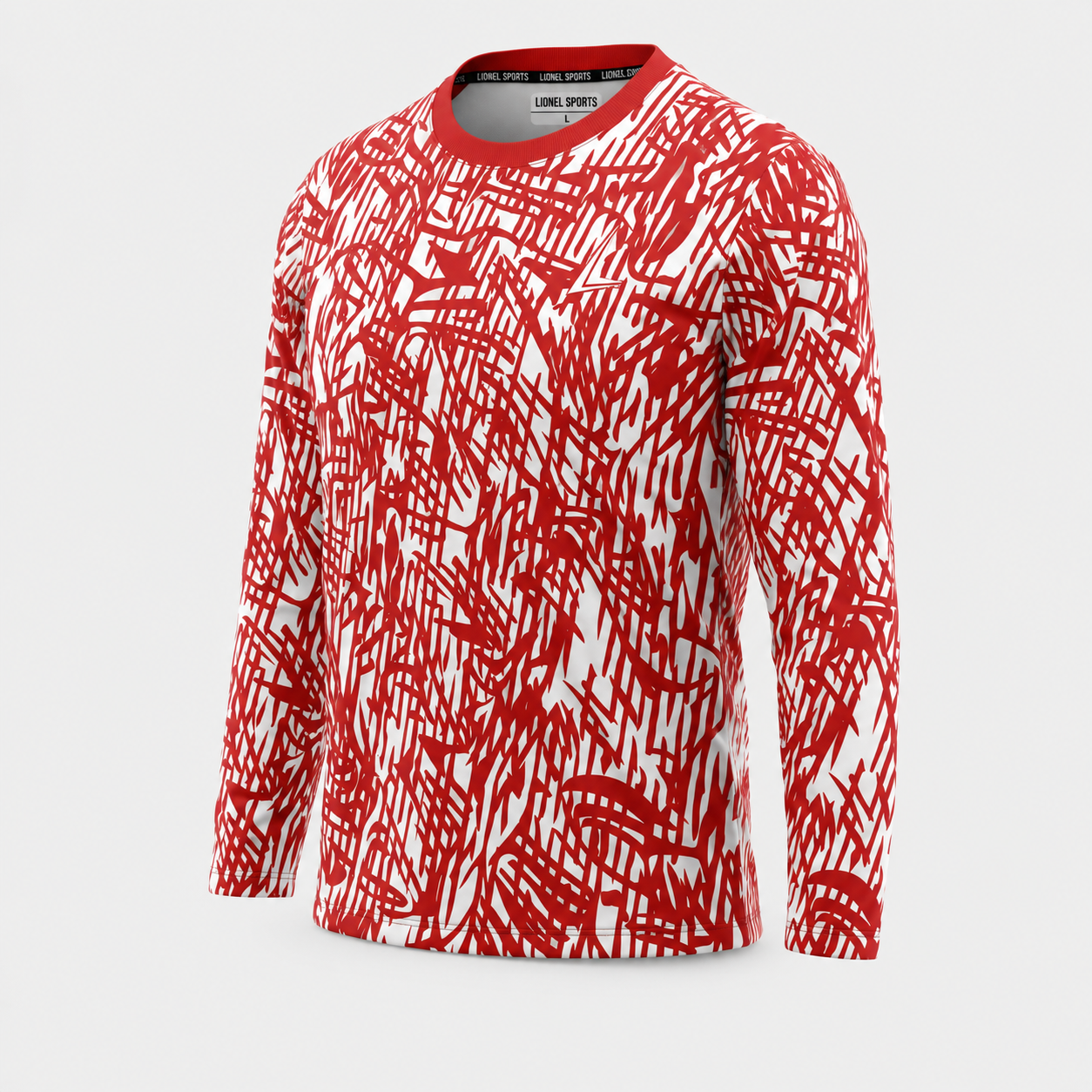 Red & White Abstract Long Sleeve Training Shirt - Image 3