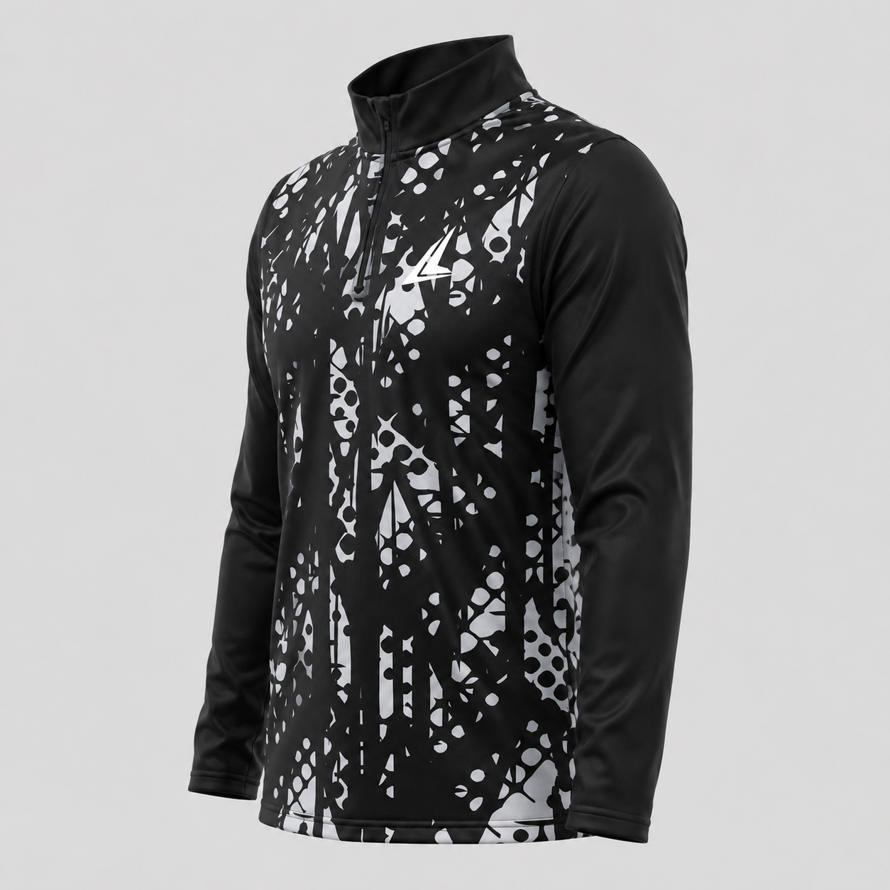 Black & White Abstract Long Sleeve Training Top - Image 3