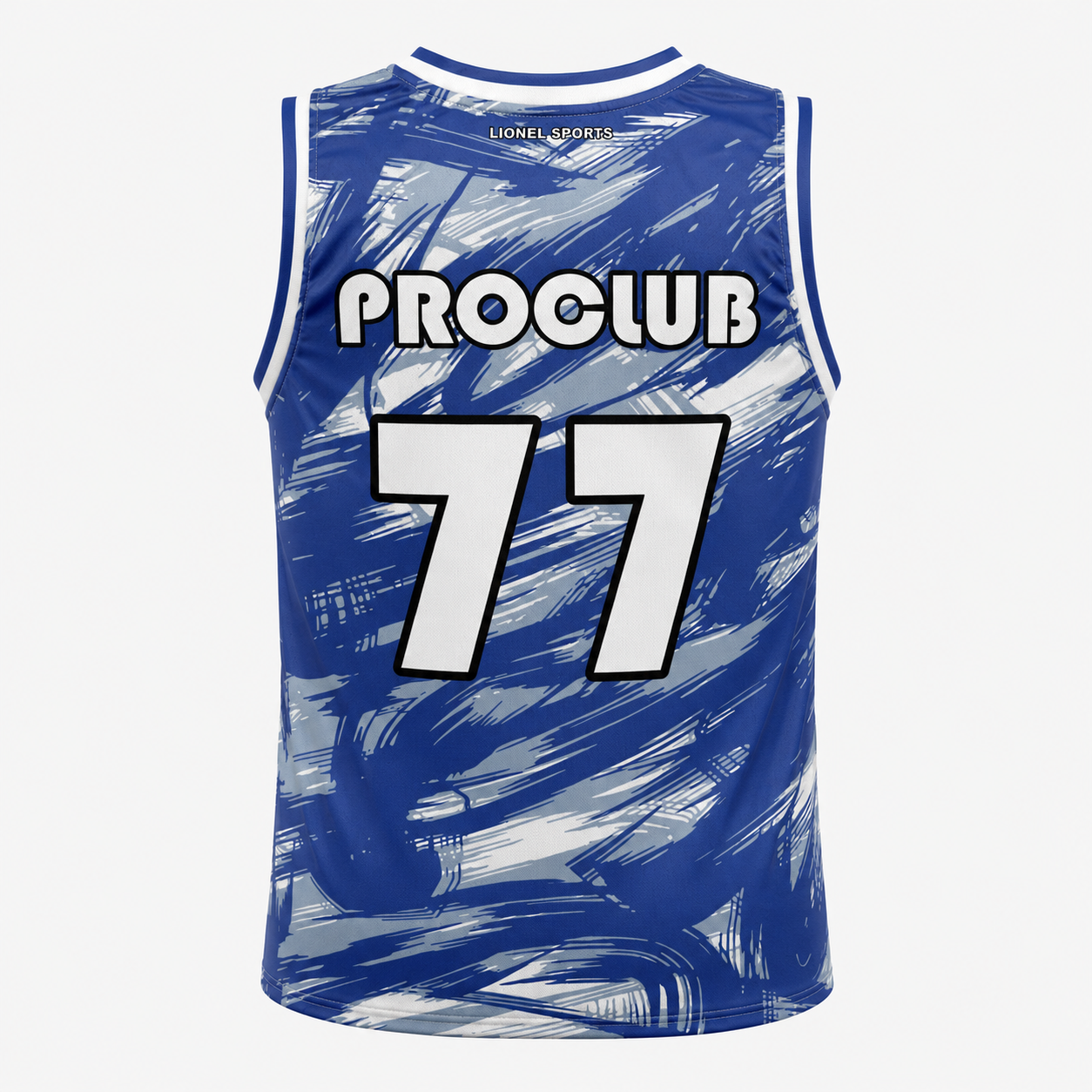 Blue & White Number 77 Basketball Team Jersey - Image 2