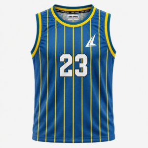 Blue & Yellow Pinstripe Number 23 Basketball Jersey