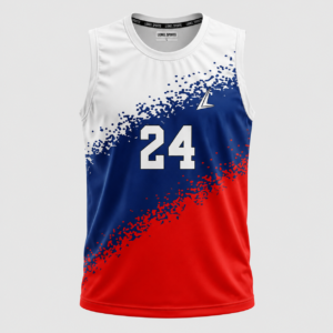 White, Navy & Red Number 24 Basketball Team Jersey