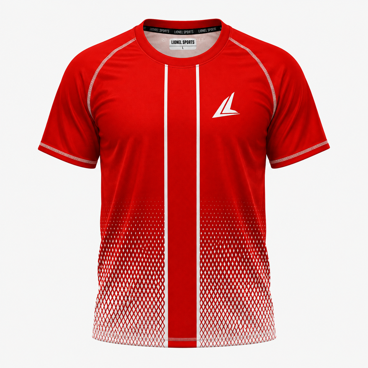 Red & White Mesh Stripe Performance Training Shirt