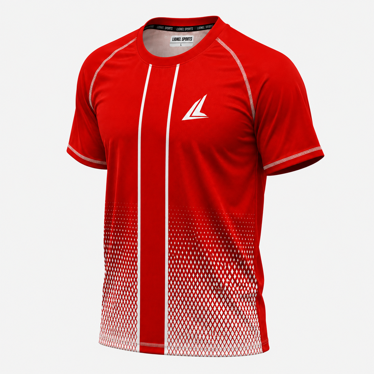 Red & White Mesh Stripe Performance Training Shirt - Image 2