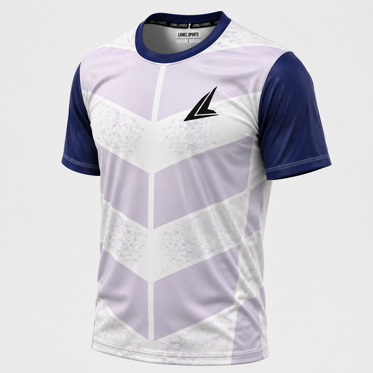 White & Navy Geometric Performance Training Shirt - Image 2