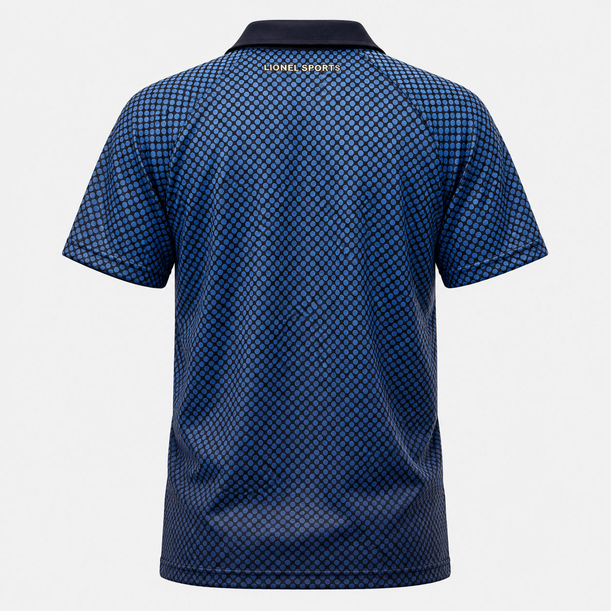 Navy Blue Dotted Performance Golf Polo Shirt - Image 3