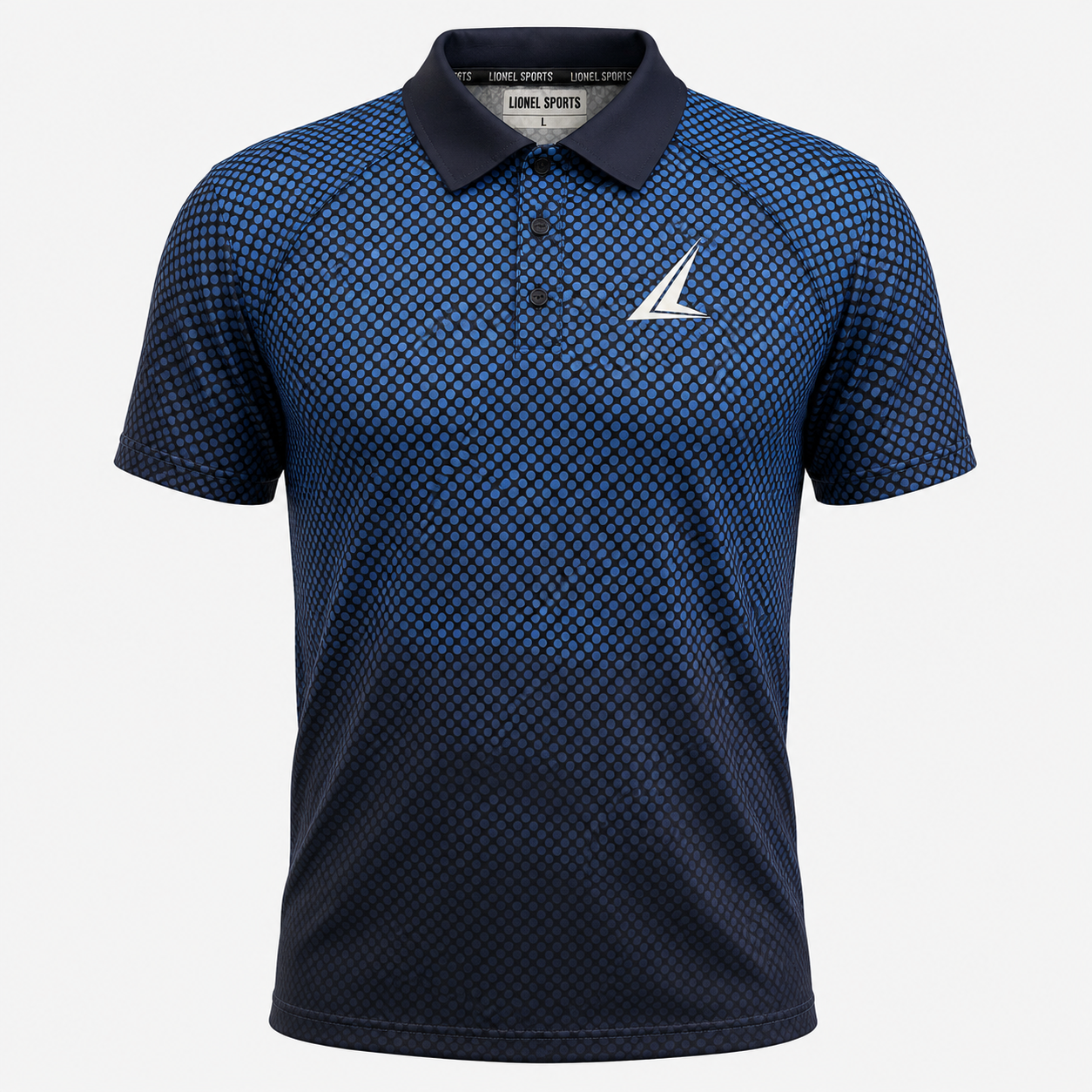 Navy Blue Dotted Performance Golf Polo Shirt