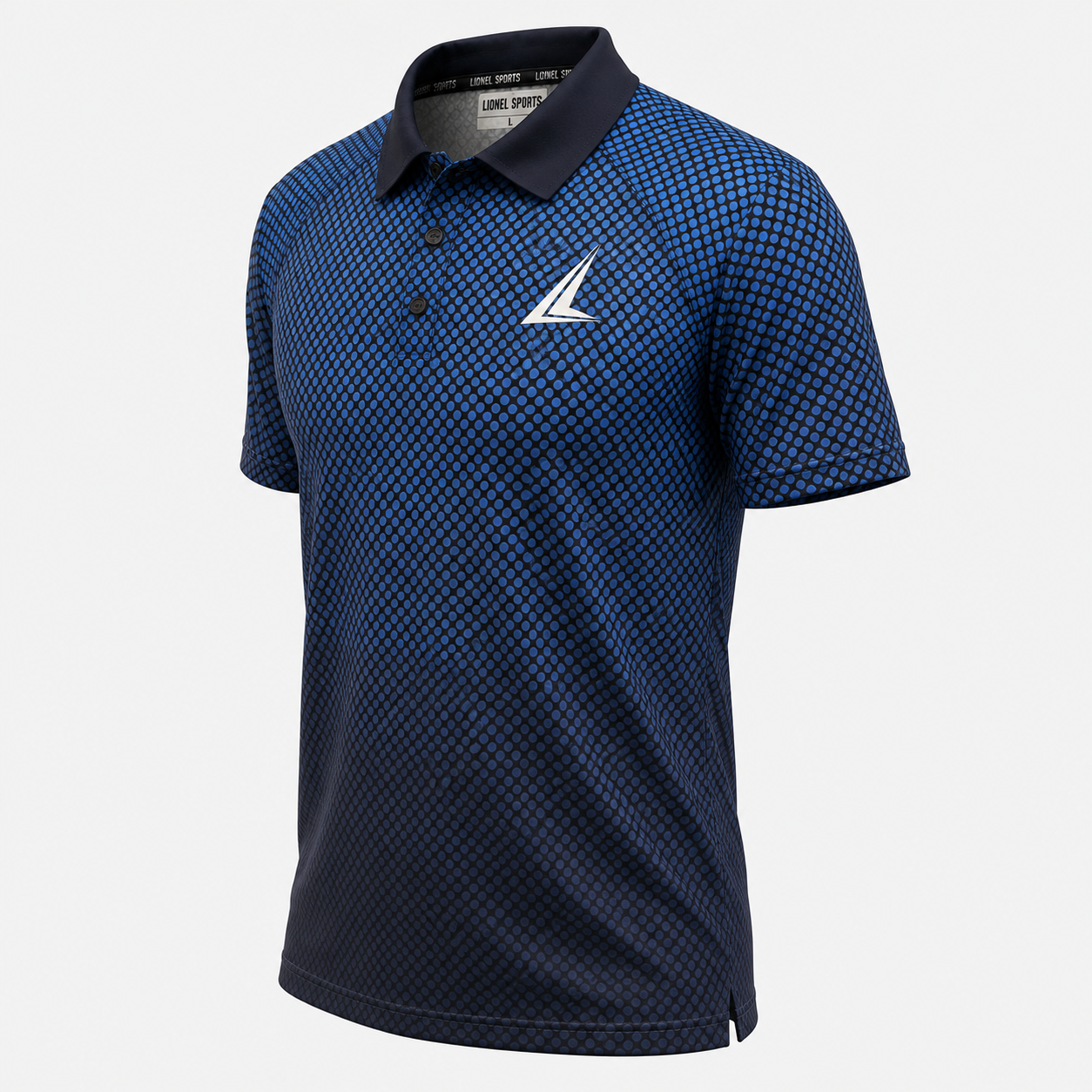 Navy Blue Dotted Performance Golf Polo Shirt - Image 2