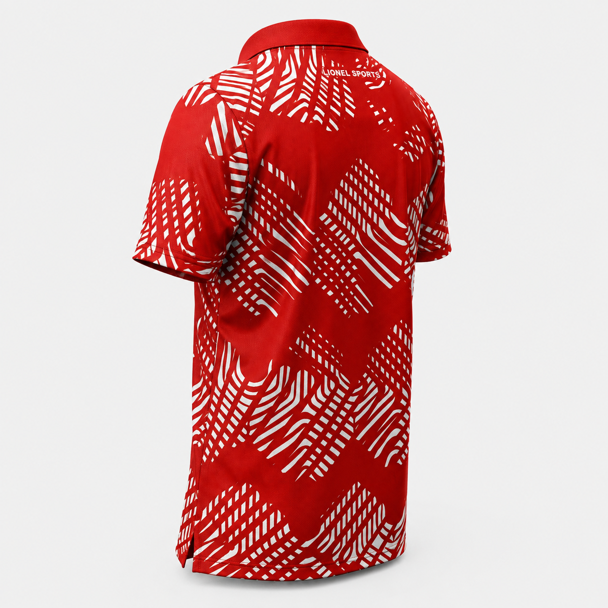 Red & White Abstract Performance Polo Shirt - Image 2